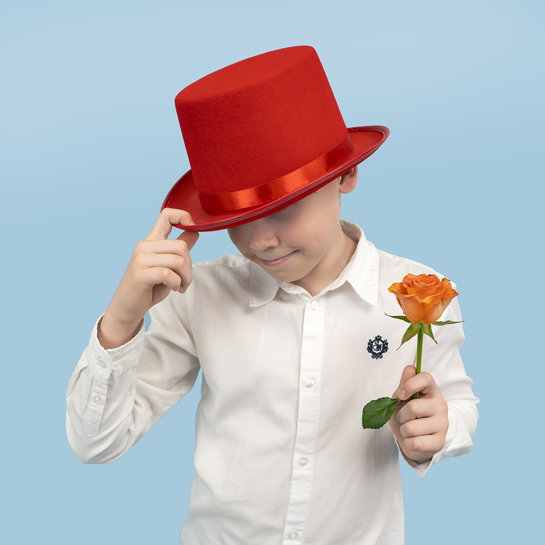 Шляпа, Цилиндр, фетр, Красный, 56-58 разм., 1 шт. 