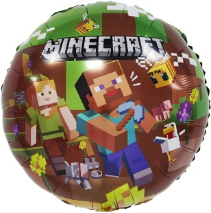 Шар (18''/46 см) Круг, Пиксельные человечки, Дизайн №2, 1 шт. в уп. (цв.этик.)