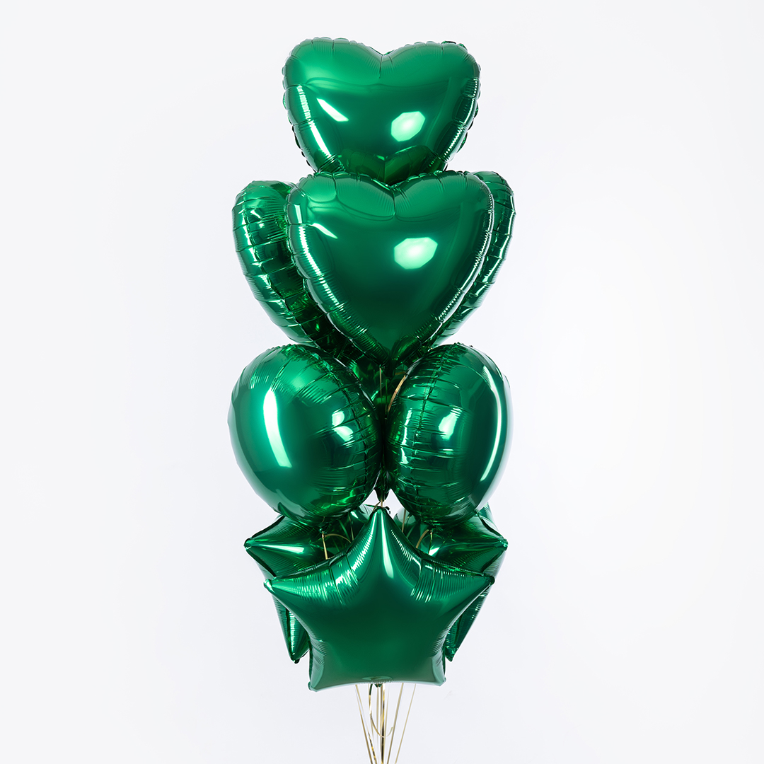 Шар (18''/46 см) Круг, Зеленый, Сатин, 1 шт.