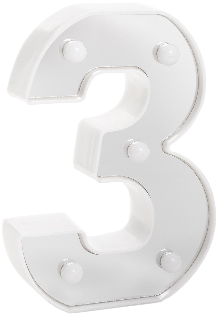 Световая фигура Цифра, 3, 16 см. Серебро, 1 шт.