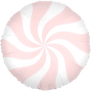 Шар (18''/46 см) Круг, Леденец, Розовый/Белый, Макарунс, 1 шт. в уп. (цв.этик.)