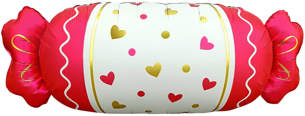 Шар (34''/86 см) Фигура, Конфета, Сердечки, Красный, Сатин, 1 шт.