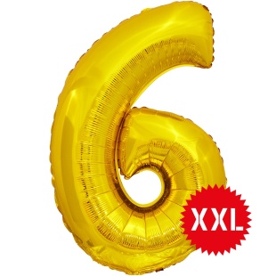 Шар (50''/127 см) Цифра, 6 XXL, Золото, 1 шт. в уп.