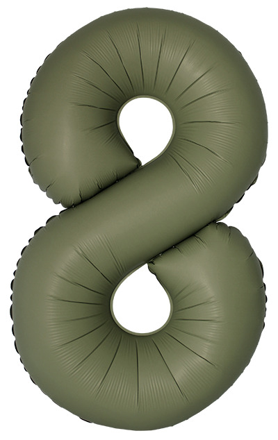 Шар (40''/102 см) Цифра, 8 Slim, Оливковый, Матовый, 1 шт.