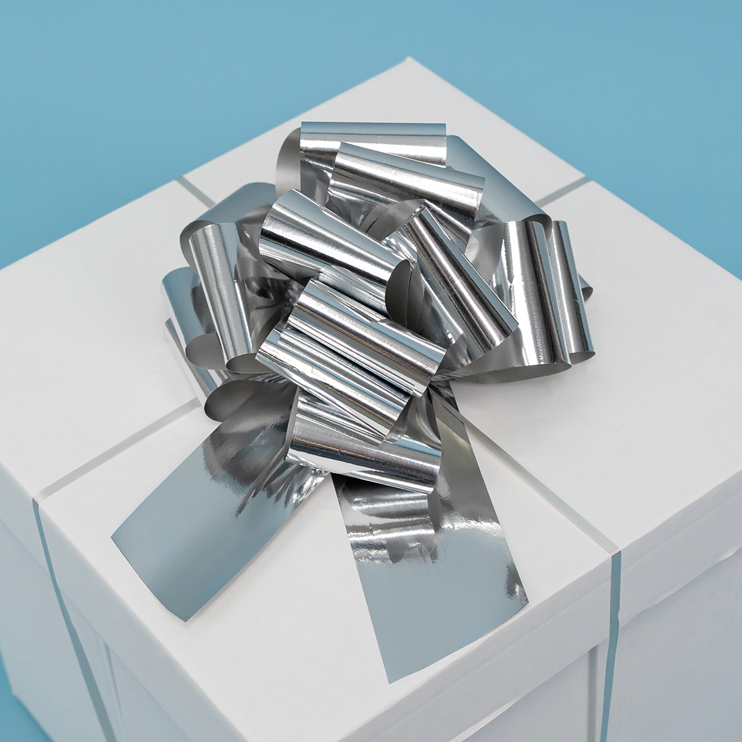 Бант Шар, Серебро, Металлик, 21 см, 1 шт. в упак. 