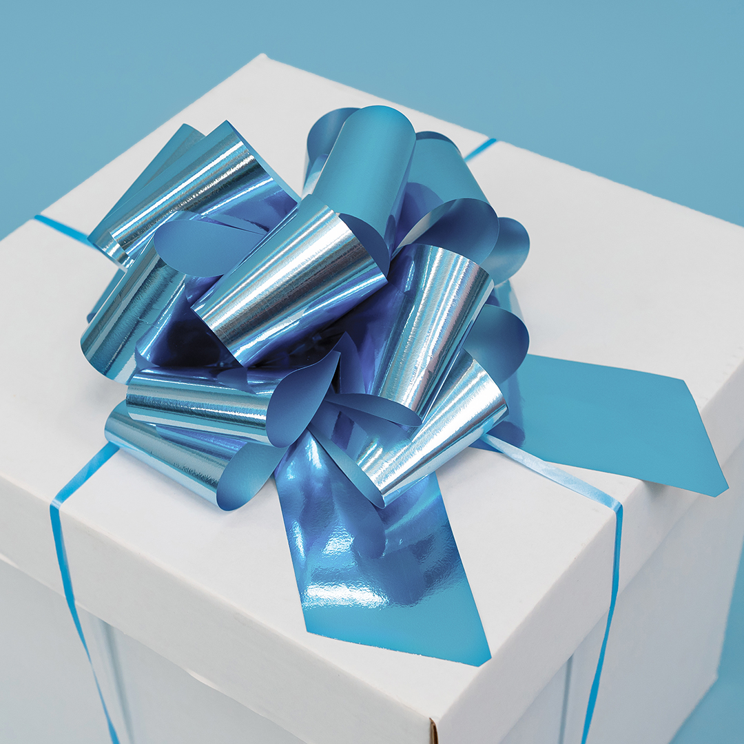 Бант Шар, Голубой, Металлик, 21 см, 1 шт. в упак. 