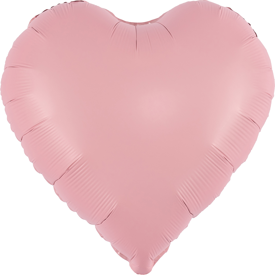 Шар (18''/46 см) Сердце, Розовый, Сатин, 1 шт.