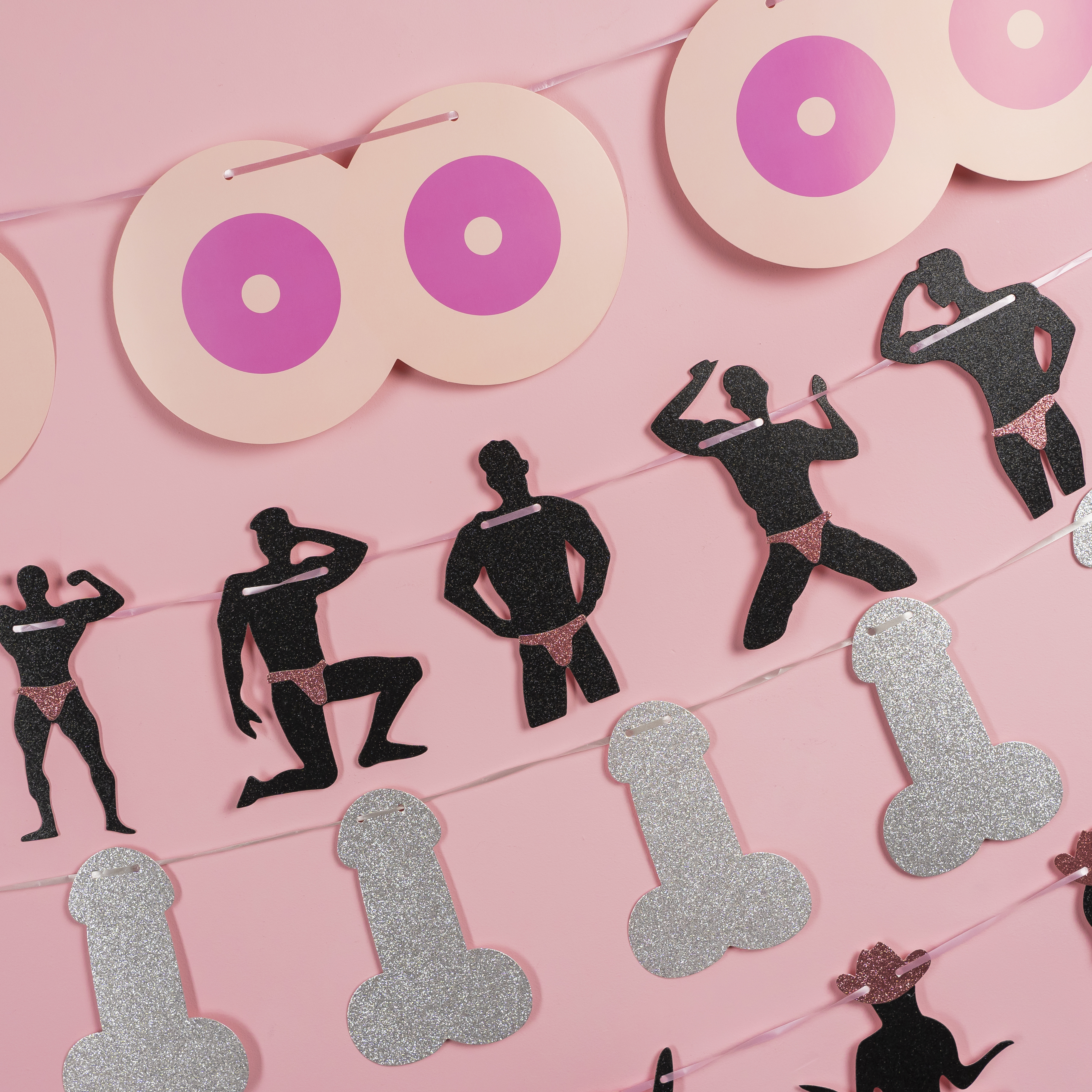 Гирлянда на Девичник, Розовый, 4 шт.*15 см, 1 упак.