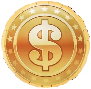 Шар (18''/46 см) Круг, Знак Доллара, Золото, 1 шт. в уп.