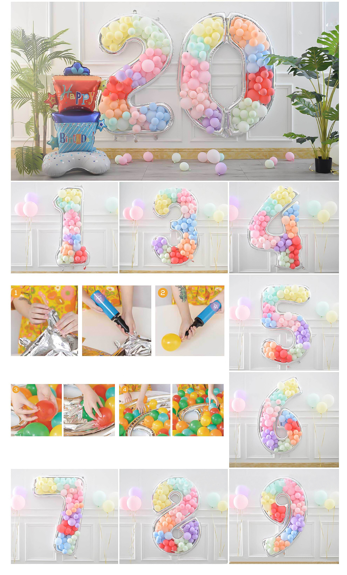 Шар (65''/165 см) Цифра, 2 Каркасная, 1 шт. в уп.