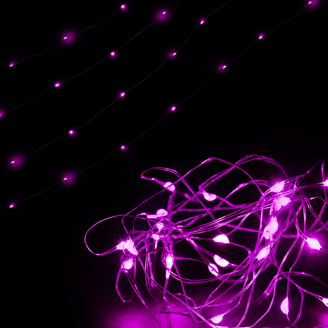 Светодиодная гирлянда, Роса 10 Led, IP10, 1 м. Розовый, 1 шт.