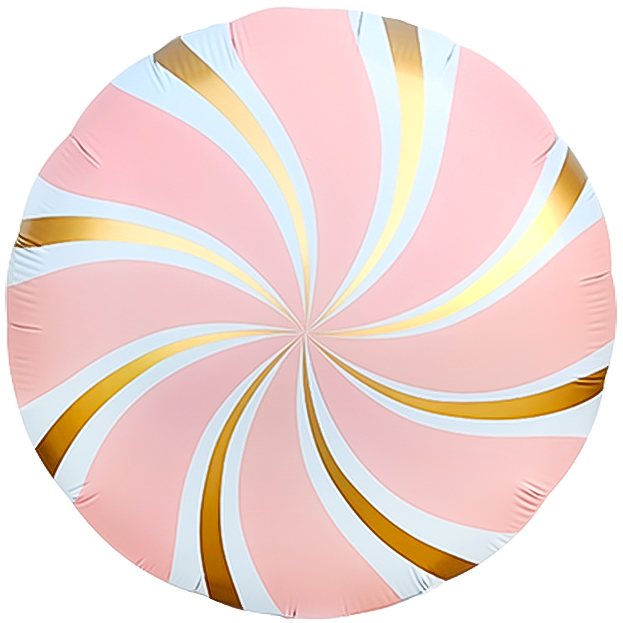 Шар (18''/46 см) Круг, Леденец, Розовый/Золото, Сатин, 1 шт.