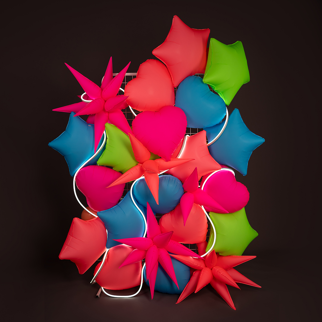 Шар (18''/46 см) Звезда, Розовый, Неон, 1 шт.