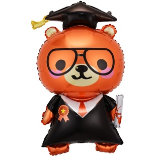 Шар с клапаном (17''/43 см) Мини-фигура, Медвежонок Выпускник, 1 шт.