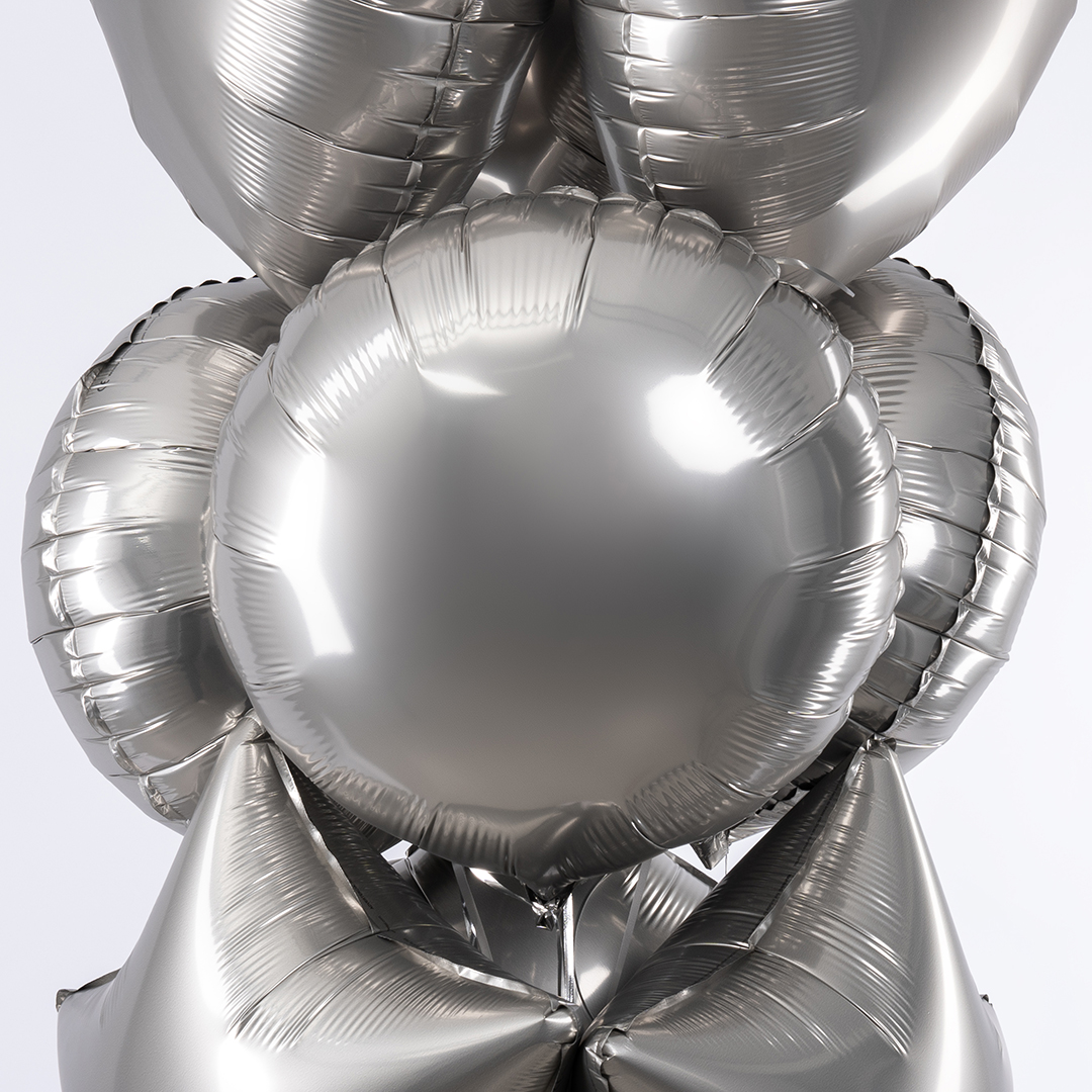 Шар (18''/46 см) Круг, Стальной серый, Сатин, 1 шт.