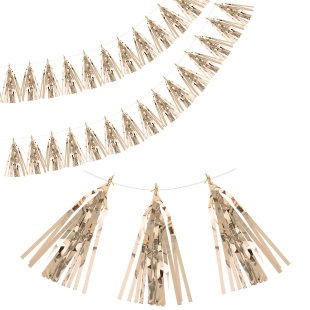 Гирлянда Тассел, Античное золото, Металлик, 35*12 см, 12 листов.
