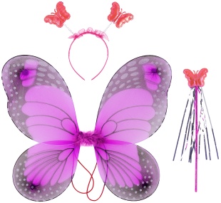 Набор (ободок, крылья, волшебная палочка), Данаида Монарх, Фуксия, 47*38 см, 1 шт. 