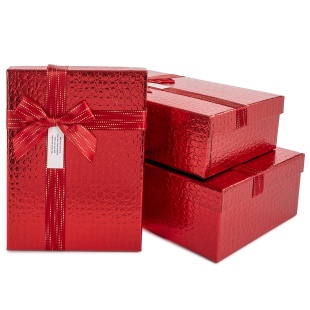 Набор коробок Кожа крокодила, Красный, Металлик, 29*21*9,5 см, 3 шт. в упак. 
