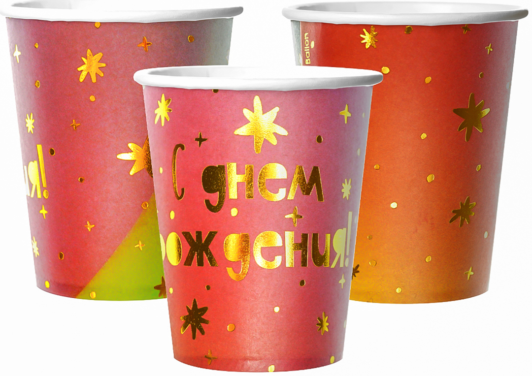 Стаканы (250 мл) Заря и Звезды, Металлик, 6 шт.