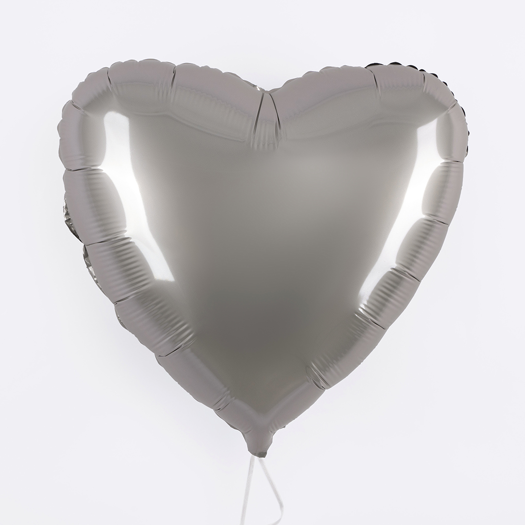 Шар (18''/46 см) Сердце, Лунное Серебро, Матовый, 1 шт.