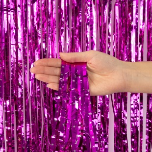 Занавес Дождик Звезды Люкс, Фуше, Металлик, 100*200 см, 1 шт.