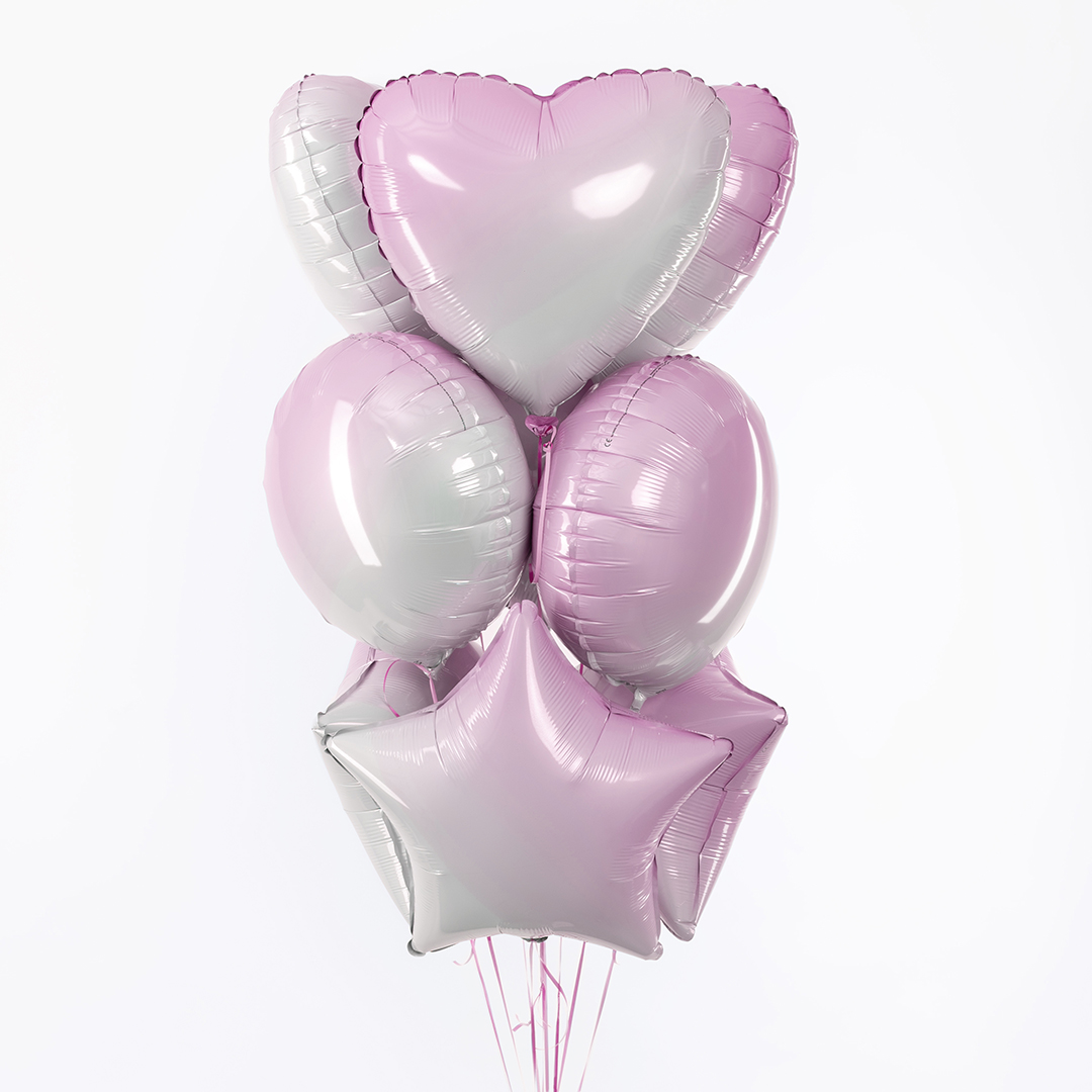 Шар (18''/46 см) Сердце, Розовый, Градиент, 1 шт.