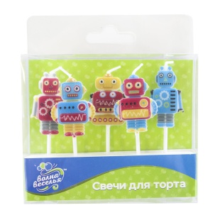 Набор свечей Фигура, Роботы, 7 см, 5 шт. с держат.