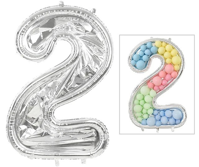 Шар (65''/165 см) Цифра, 2 Каркасная, 1 шт. в уп.