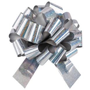 Бант Шар, Серебро, Голография, 36 см, 1 шт. в упак. 