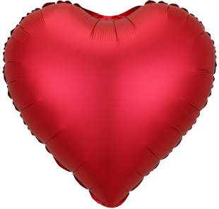 Шар с клапаном (9''/23 см) Мини-сердце, Красный, Сатин, 5 шт. в уп. (цв.этик.)