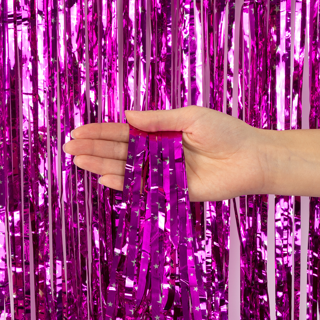 Занавес Дождик Звезды Люкс, Фуше, Металлик, 100*200 см, 1 шт.