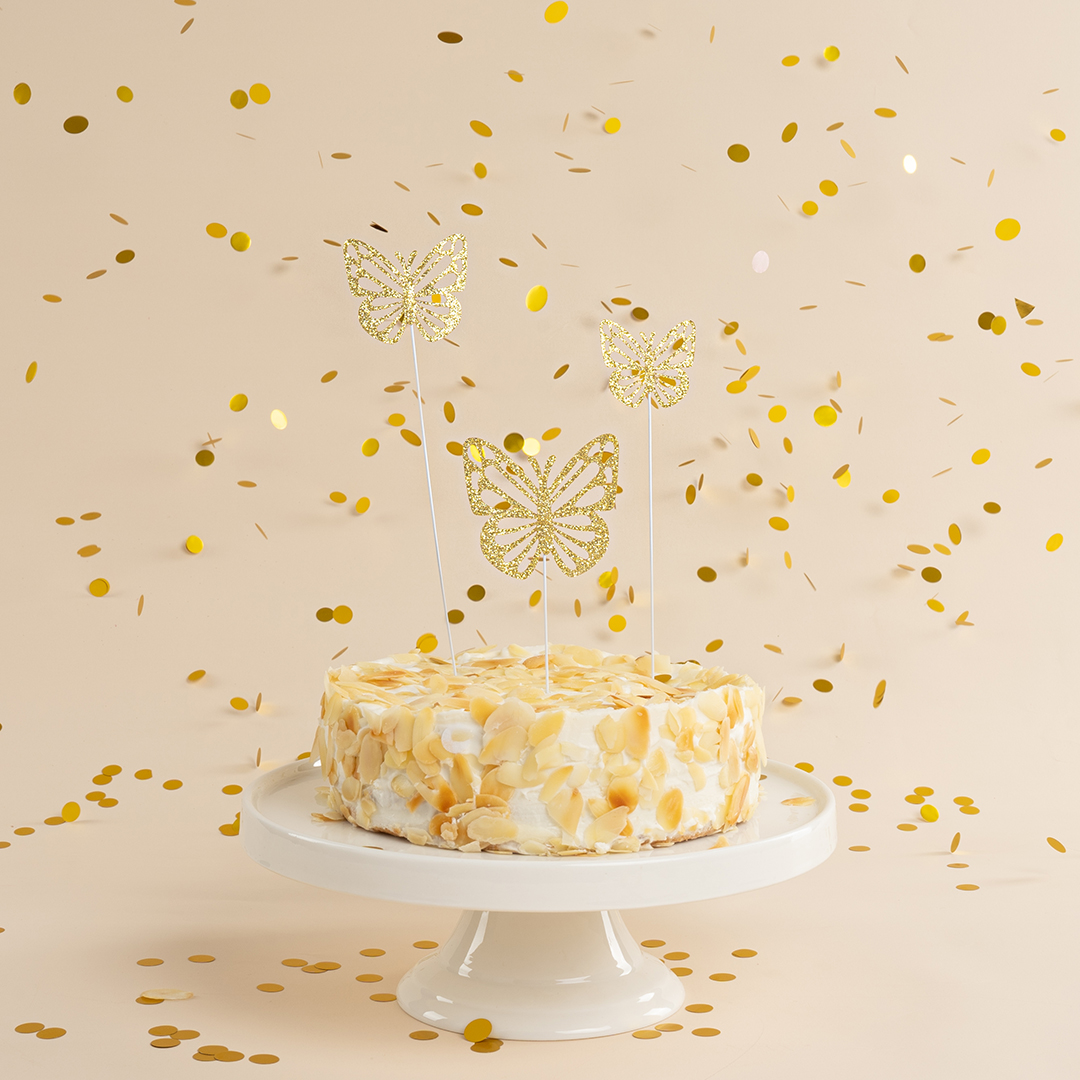 Топперы, Ажурные бабочки, Шампань, 18 см, 10 шт.