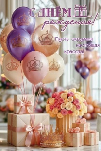 Открытка, С Днем Рождения! Пусть окружает настоящая красота!, с блестками, 12,2*18,2 см, 10 шт.