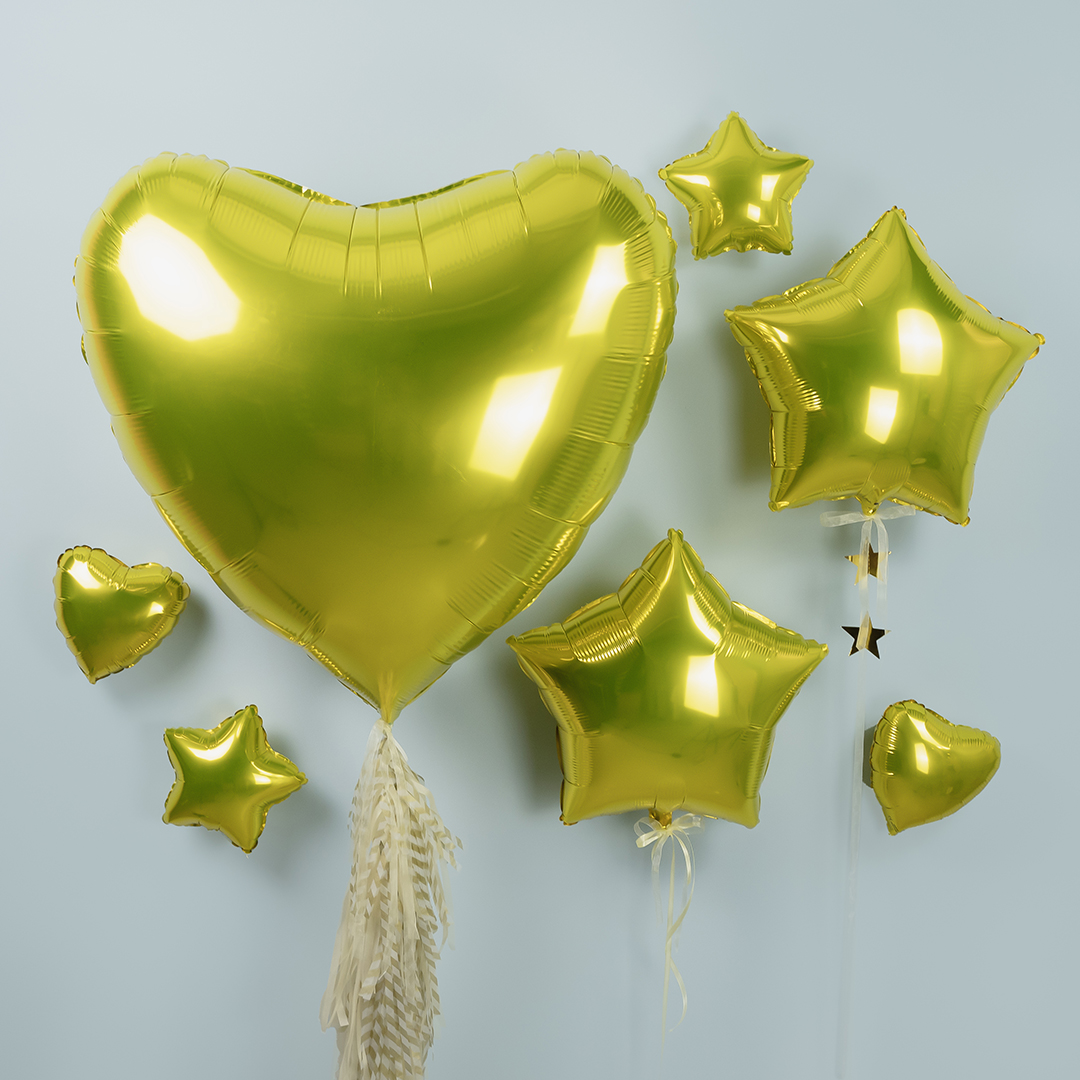 Шар (9''/23 см) Мини-звезда, Желтый, 1 шт.