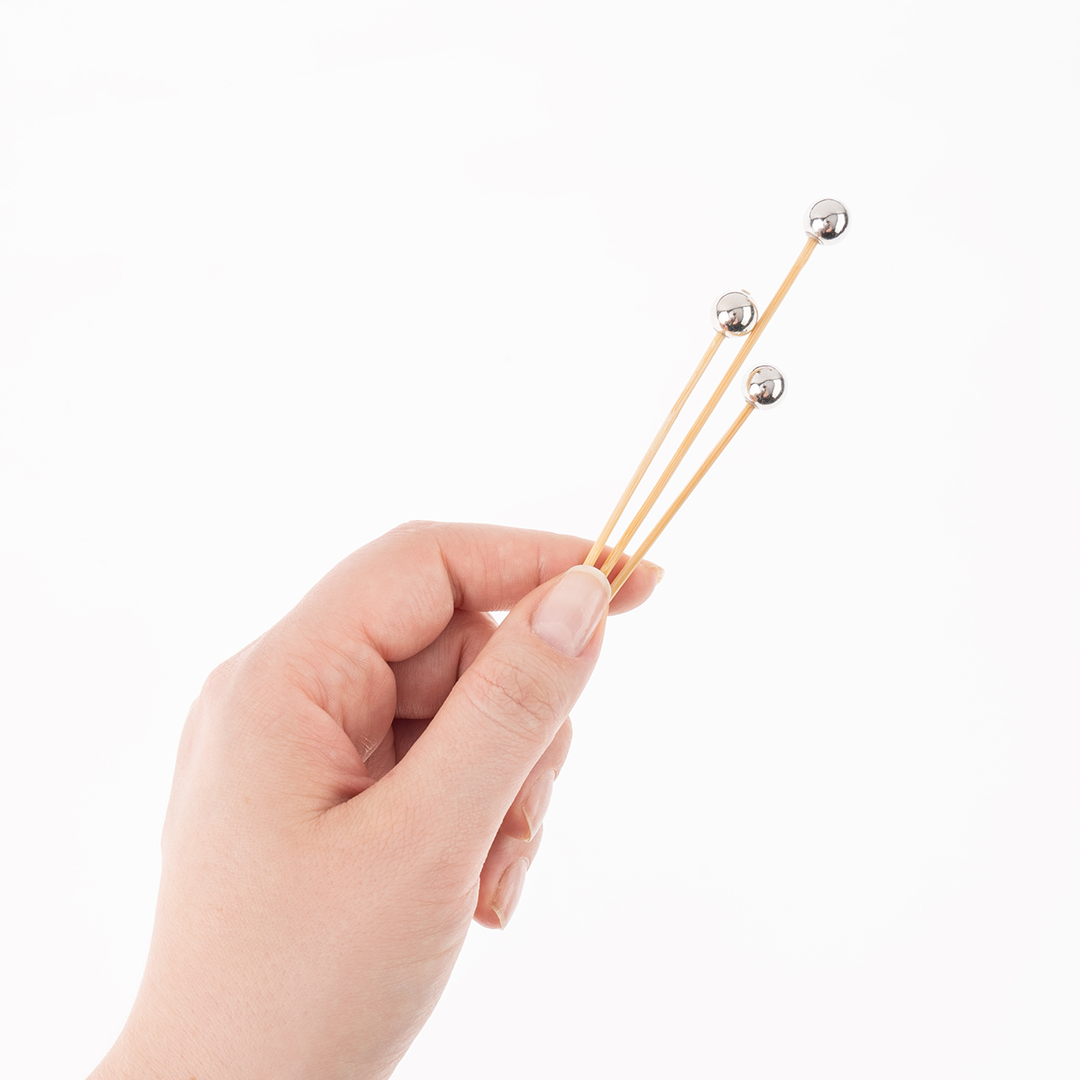 Пики Топперы, Шарики, Серебро, 14 см, 12 шт.