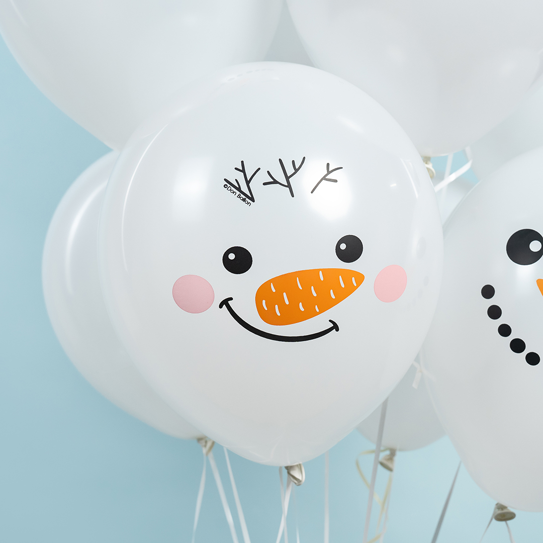 Шар (12''/30 см) Снеговики, Белый, пастель, 1 ст, 25 шт.