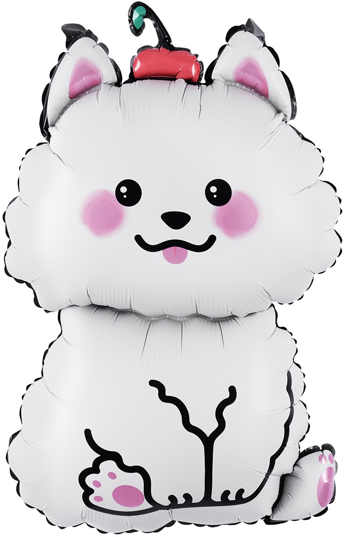 Шар (37''/94 см) Фигура, Белый песик, 1 шт. в уп.