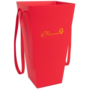 Пакет для цветов, Flower, Красный, Металлик, 27*15*9 см, 1 шт.