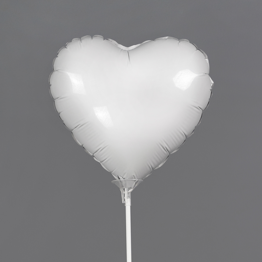 Шар (9''/23 см) Мини-сердце, Белый, 1 шт.