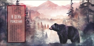 Конверты для денег, В День Рождения (медведь в лесу), 10 шт.