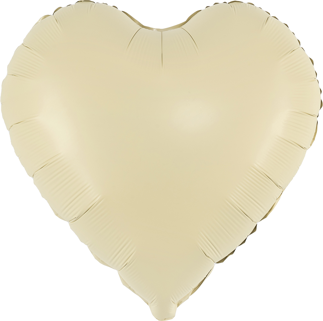 Шар (18''/46 см) Сердце, Светло-желтый, Сатин, 1 шт.