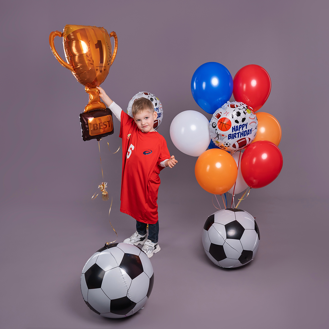 Шар 3D (21''/53 см) Сфера, Футбольный мяч, 1 шт. в уп.