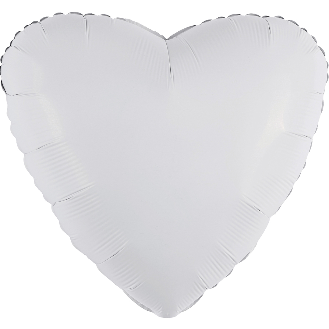 Шар (30''/76 см) Сердце, Белый, 1 шт. в уп.