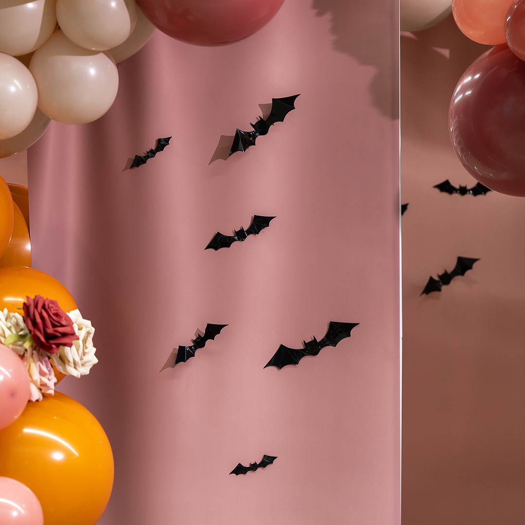 Наклейки Летучая мышь, 8-16 см, Черный, 16 шт.