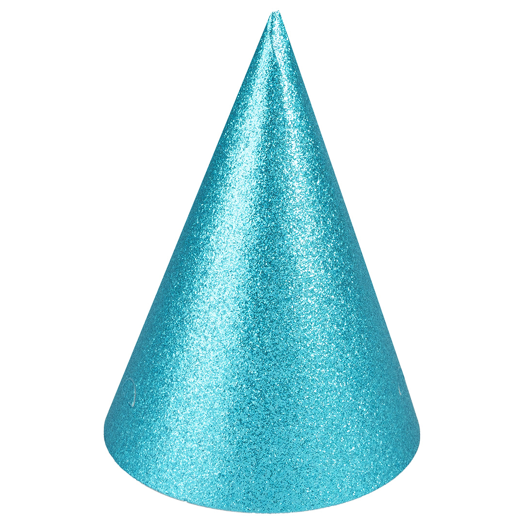 Колпаки, Голубой, с блестками, 16 см, 6 шт. в упак. 