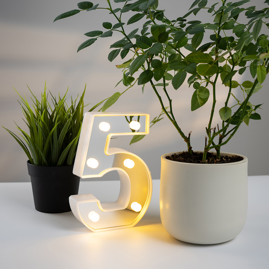 Световая фигура Цифра, 5, 16 см. Серебро, 1 шт.