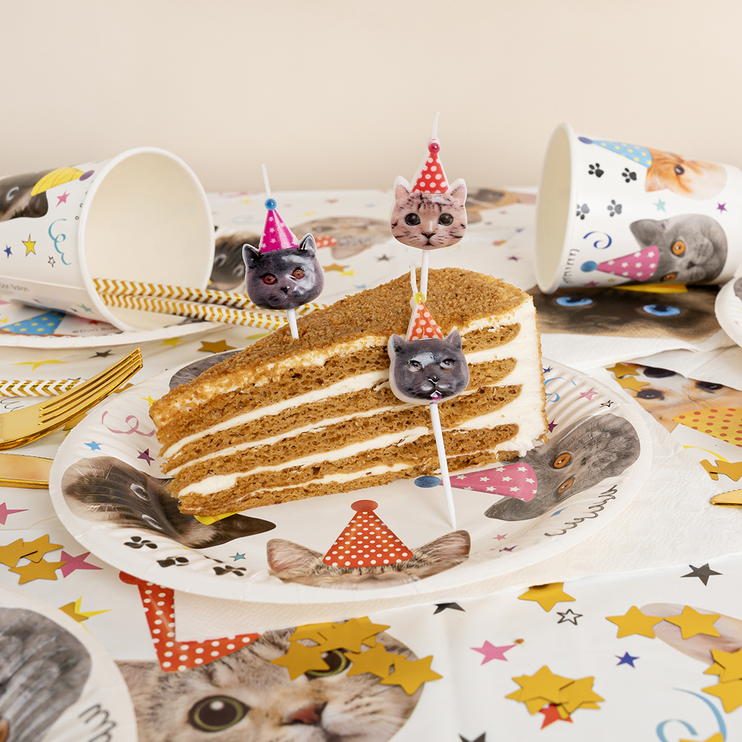 Набор свечей Фигура, Котики, 6 см, 5 шт. с держат.