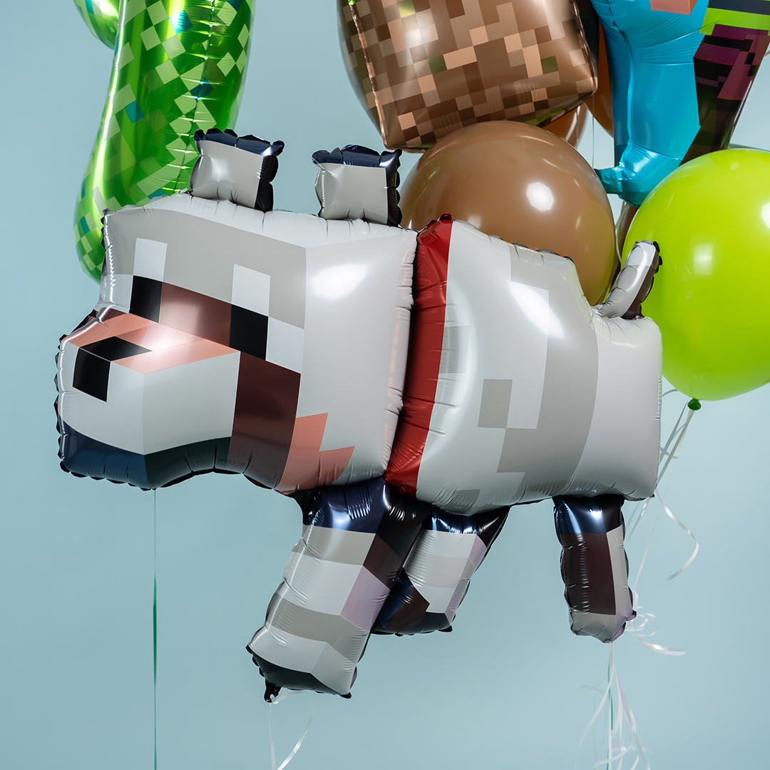 Шар (35''/89 см) Фигура, Пиксельный волк, 1 шт. в уп.