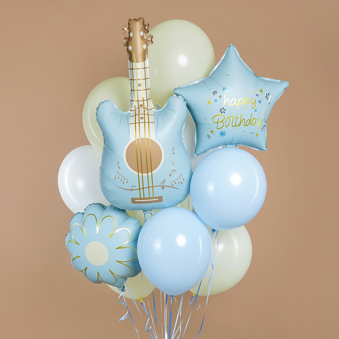 Шар (35''/89 см) Фигура, Гитара, Голубой, 1 шт. в уп.