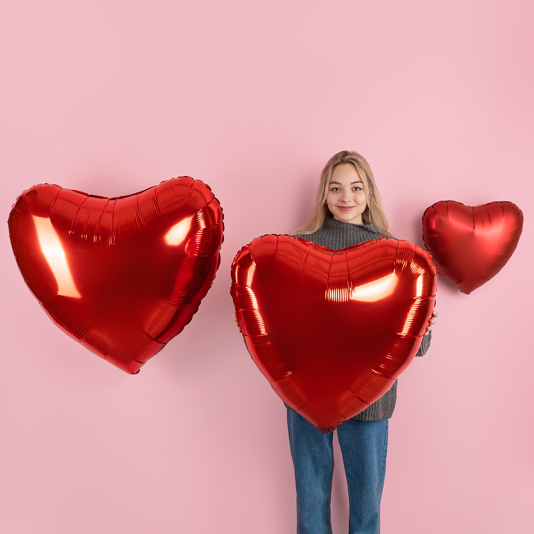 Шар (36''/91 см) Сердце, Красный, 1 шт. в уп.